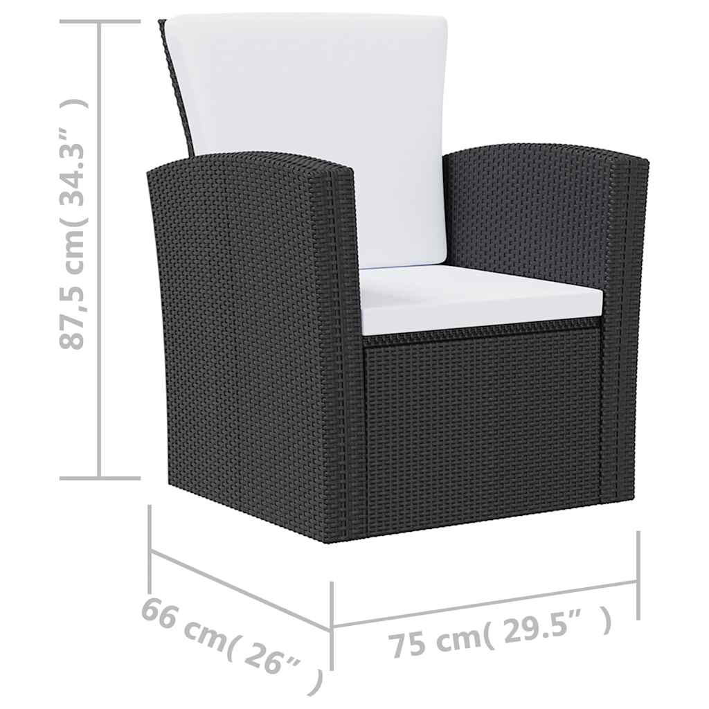 vidaXL 8-częściowy zestaw mebli do ogrodu, poduszki, rattan PE, czarny