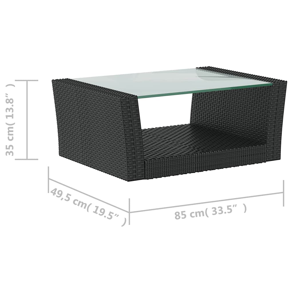 vidaXL 8-częściowy zestaw mebli do ogrodu, poduszki, rattan PE, czarny
