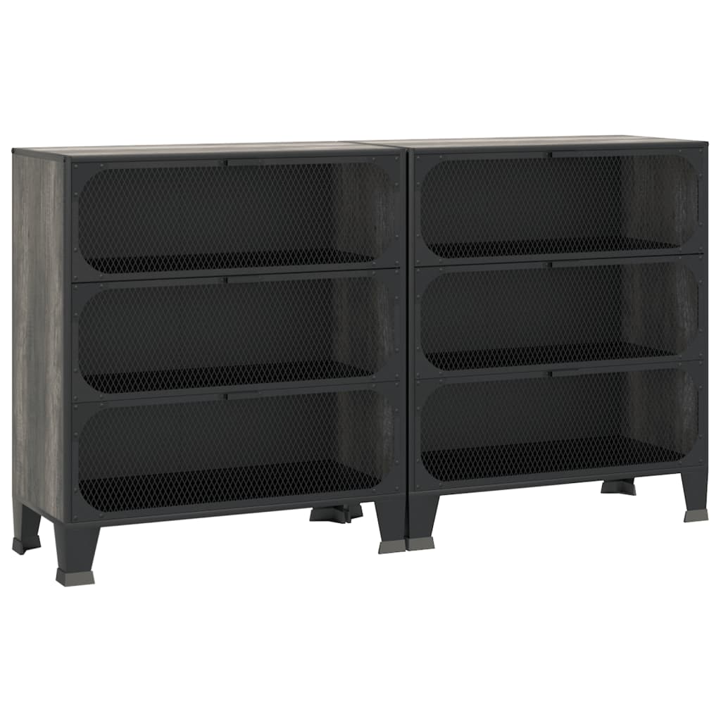 vidaXL Szafki, 2 szt., szare, 72x36x82 cm, metal i MDF