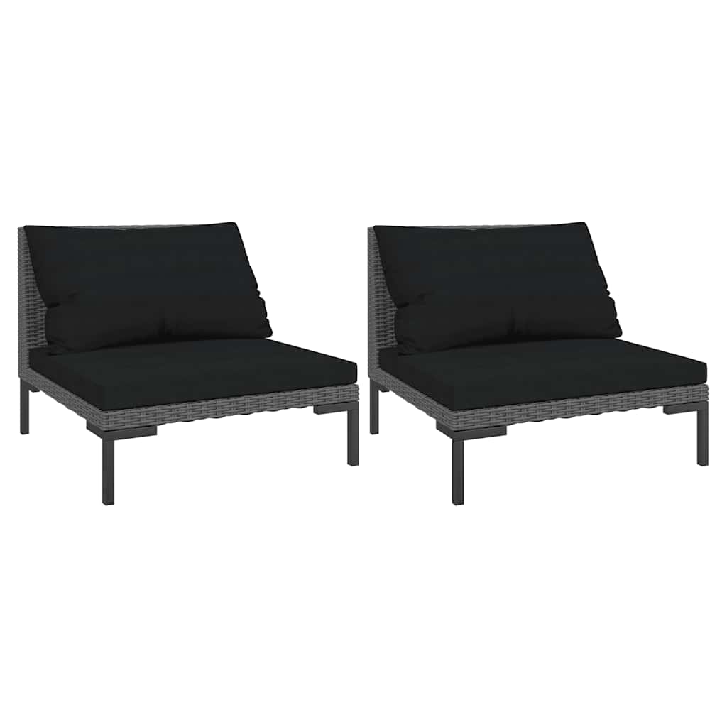 vidaXL Sofy ogrodowe z poduszkami, 2 szt., zaokrąglony rattan PE