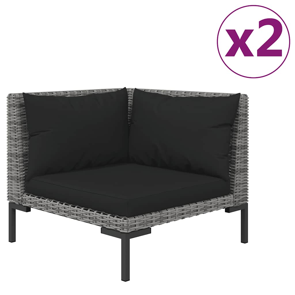 vidaXL 3-cz. ogrodowy zestaw wypoczynkowy, ciemnoszary rattan PE