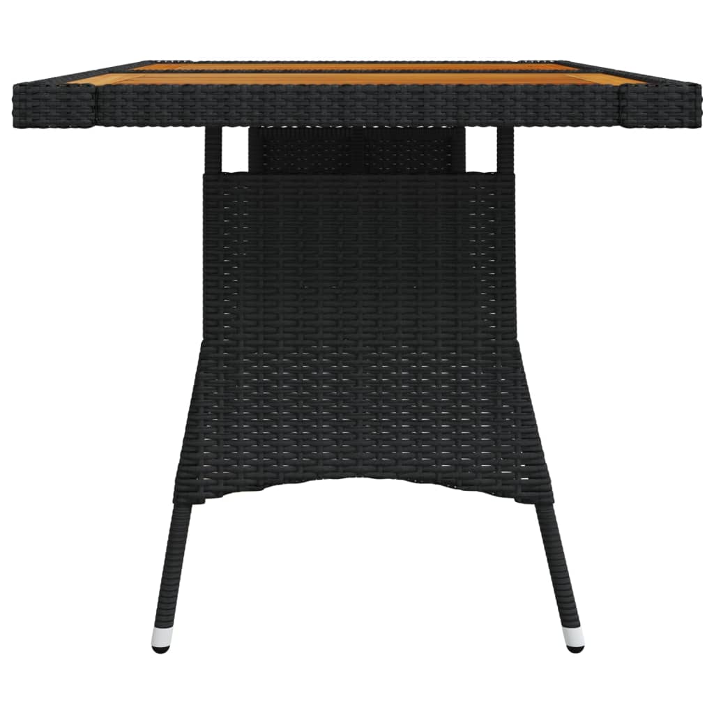 vidaXL Stół ogrodowy, czarny, 130x70x72cm, rattan PE i drewno akacjowe