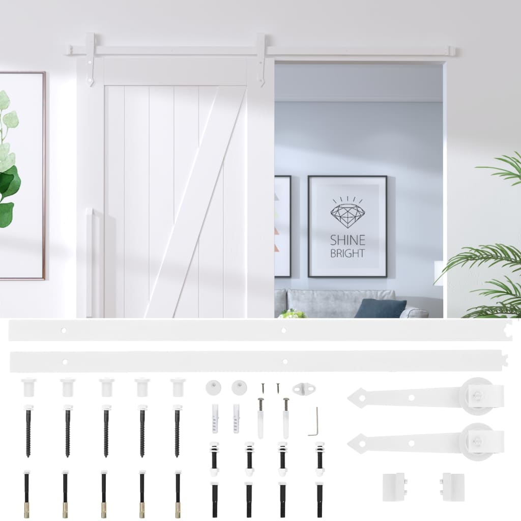 vidaXL System do montażu drzwi przesuwnych, 200 cm, stalowy, biały
