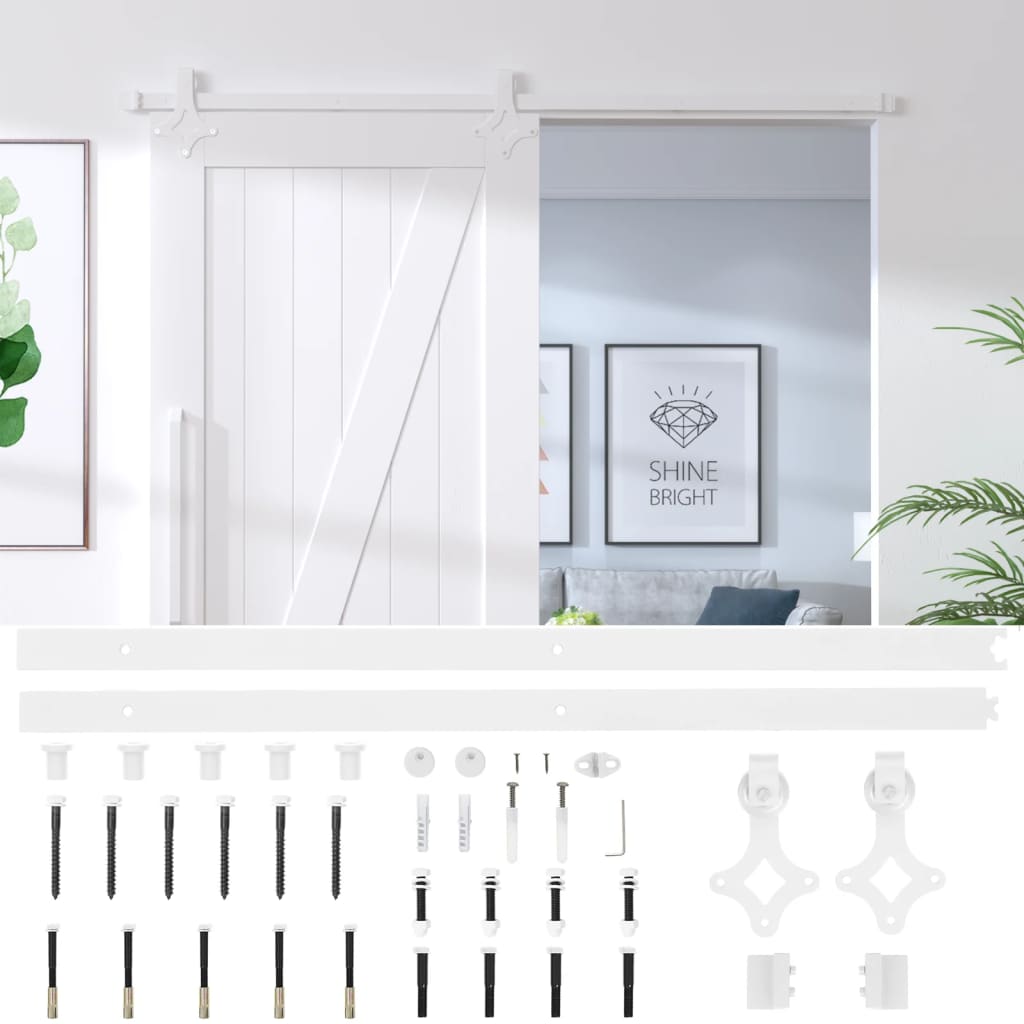 vidaXL System do montażu drzwi przesuwnych, 200 cm, stalowy, biały