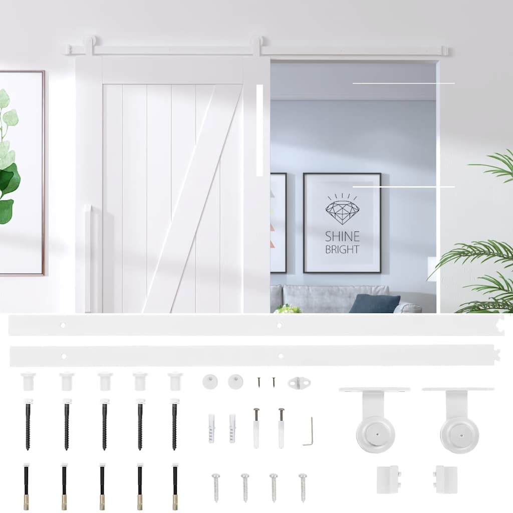 vidaXL System do montażu drzwi przesuwnych, 183 cm, stalowy, biały