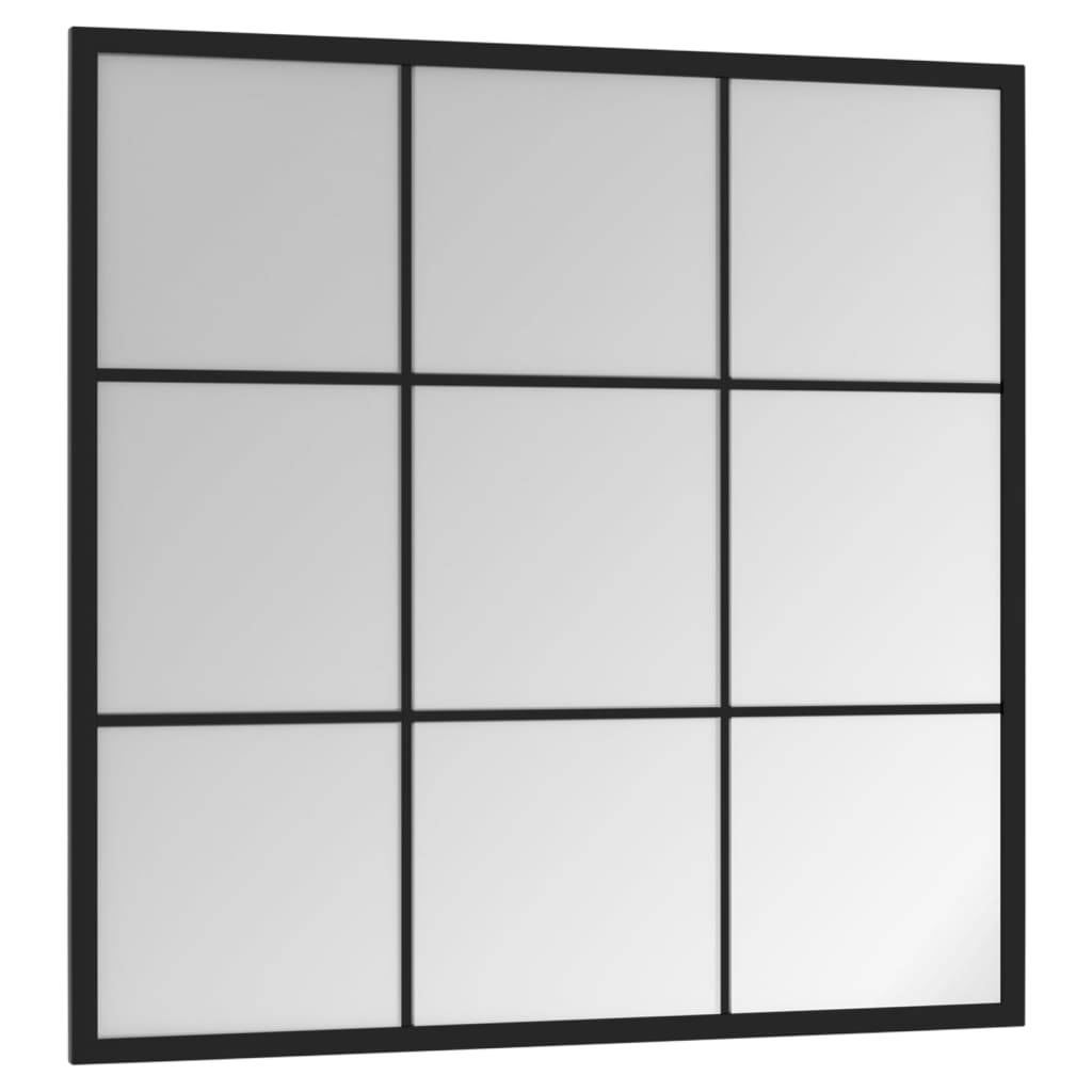 vidaXL Lustro ścienne, czarne, 60x60 cm, metal