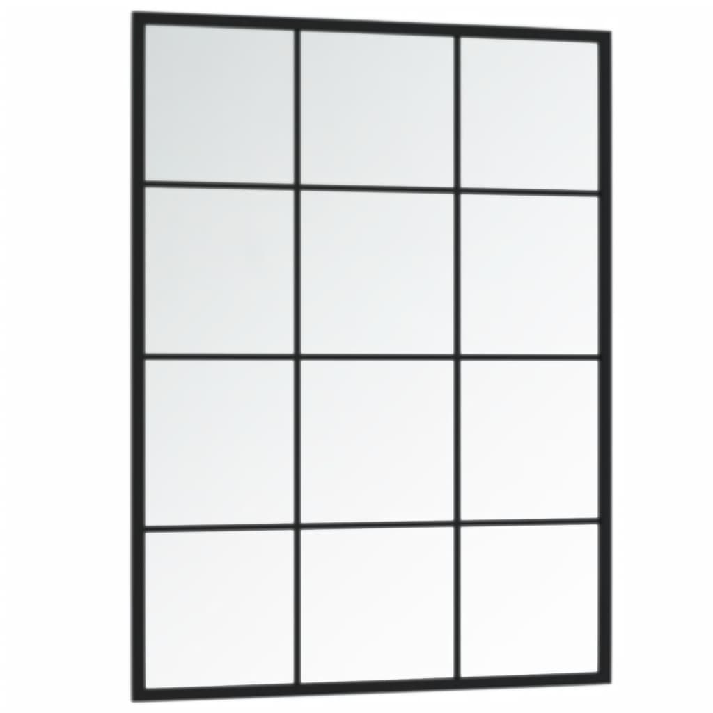 vidaXL Lustro ścienne, czarne, 80 x 60 cm, metal
