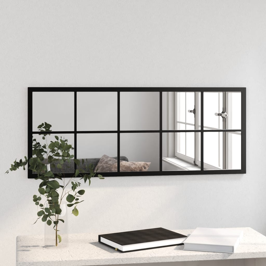 vidaXL Lustro ścienne, czarne, 100 x 40 cm, metal