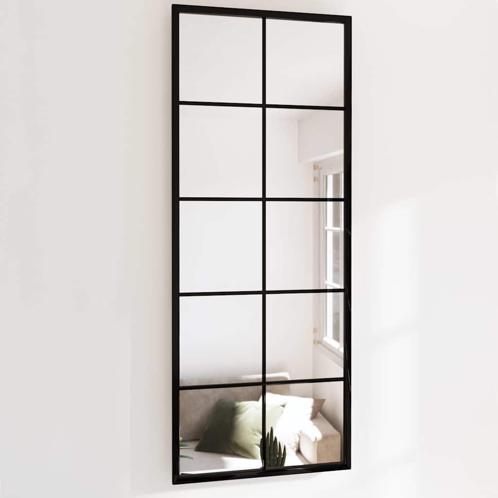 vidaXL Lustro ścienne, czarne, 100 x 40 cm, metal