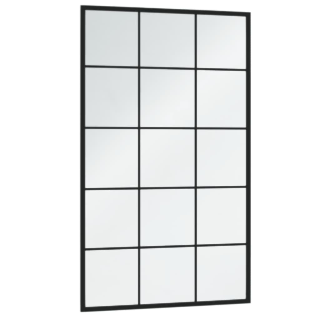 vidaXL Lustro ścienne, czarne, 100 x 60 cm, metal