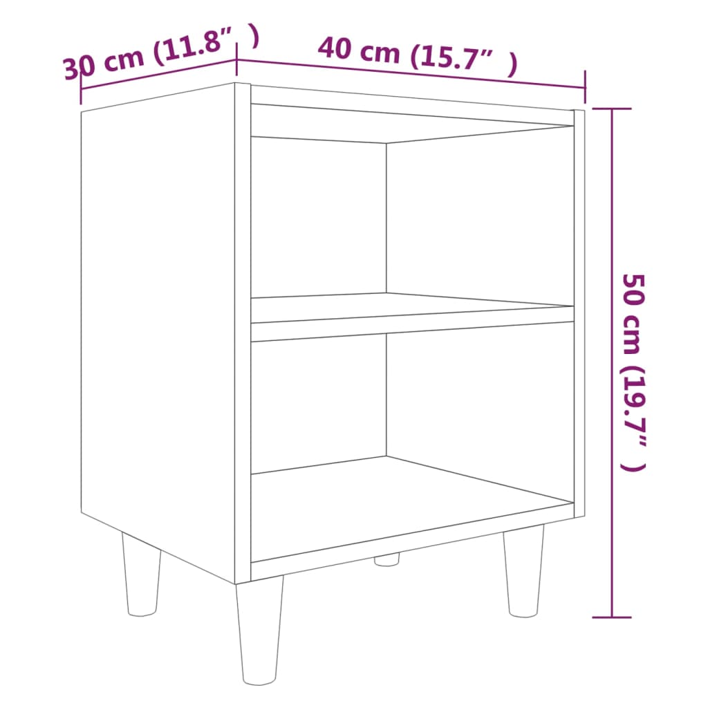 vidaXL Szafki nocne, nóżki z drewna, 2 szt., szary dąb, 40x30x50 cm