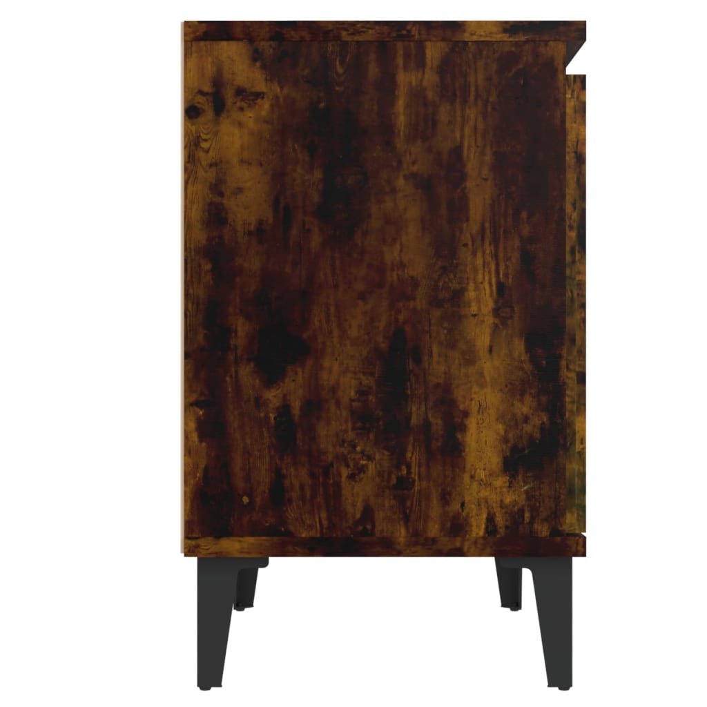 vidaXL Szafki nocne z metalowymi nóżkami, przydymiony dąb, 40x30x50 cm