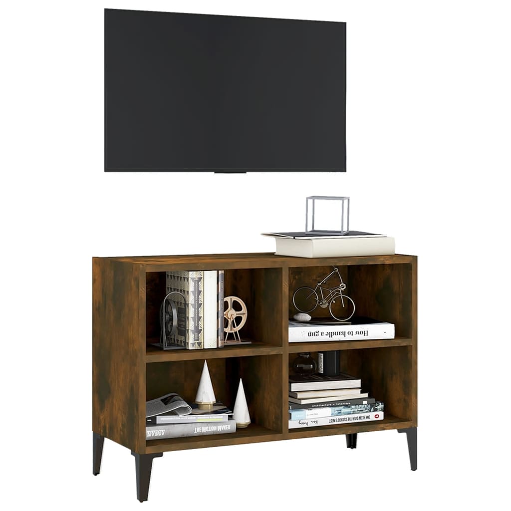 vidaXL Szafka pod TV, metalowe nóżki, przydymiony dąb, 69,5x30x50 cm