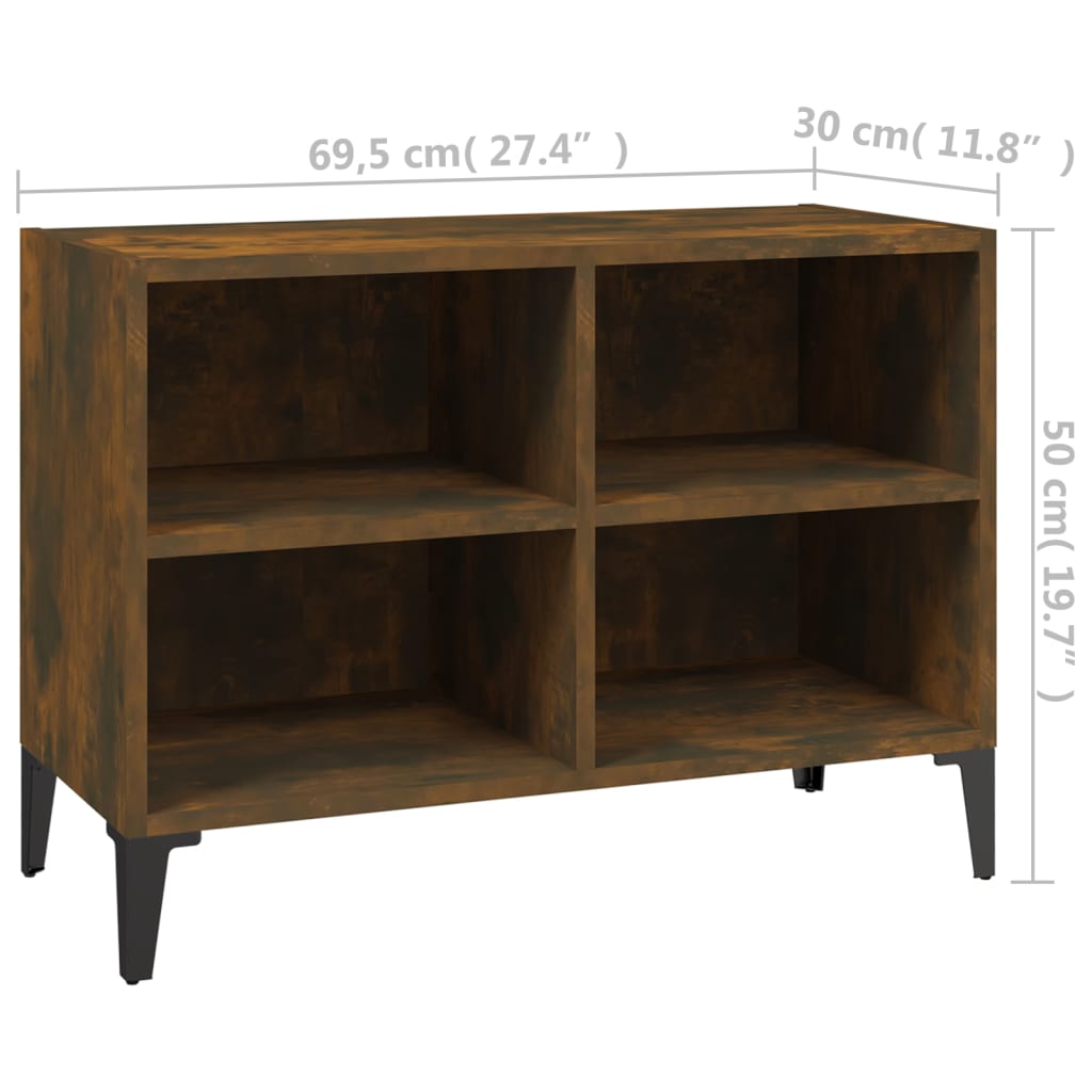 vidaXL Szafka pod TV, metalowe nóżki, przydymiony dąb, 69,5x30x50 cm