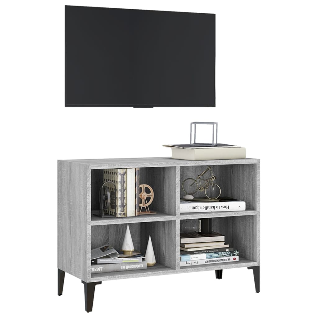 vidaXL Szafka pod TV, metalowe nóżki, szary dąb sonoma, 69,5x30x50 cm