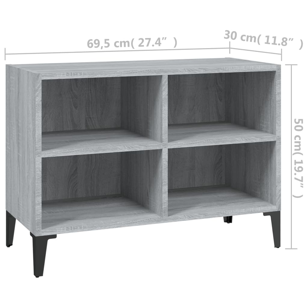 vidaXL Szafka pod TV, metalowe nóżki, szary dąb sonoma, 69,5x30x50 cm