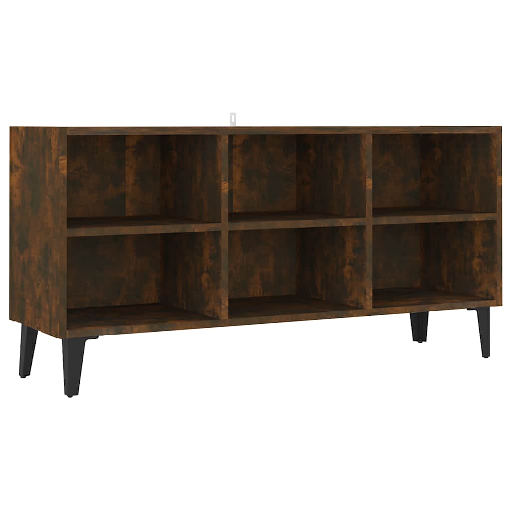 vidaXL Szafka TV, metalowe nóżki, przydymiony dąb, 103,5x30x50 cm