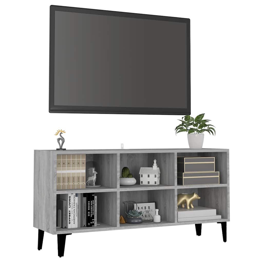 vidaXL Szafka pod TV, metalowe nóżki, szary dąb sonoma, 103,5x30x50 cm