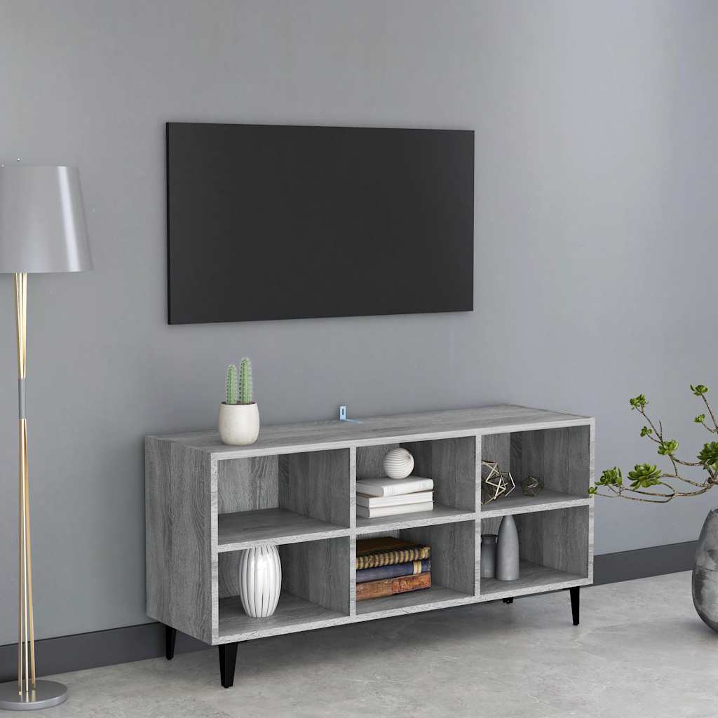 vidaXL Szafka pod TV, metalowe nóżki, szary dąb sonoma, 103,5x30x50 cm