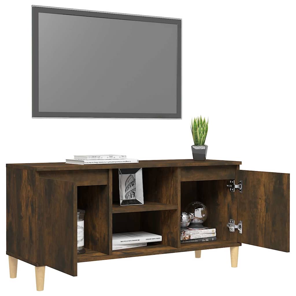 vidaXL Szafka TV, drewniane nóżki, przydymiony dąb, 103,5x35x50 cm