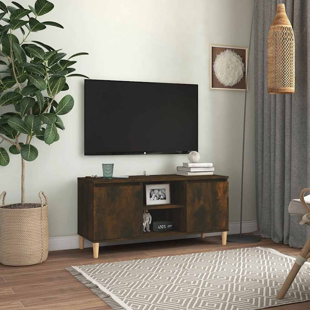 vidaXL Szafka TV, drewniane nóżki, przydymiony dąb, 103,5x35x50 cm