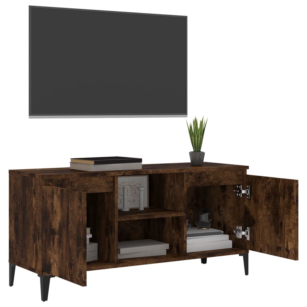 vidaXL Szafka pod TV, metalowe nóżki, przydymiony dąb, 103,5x35x50 cm