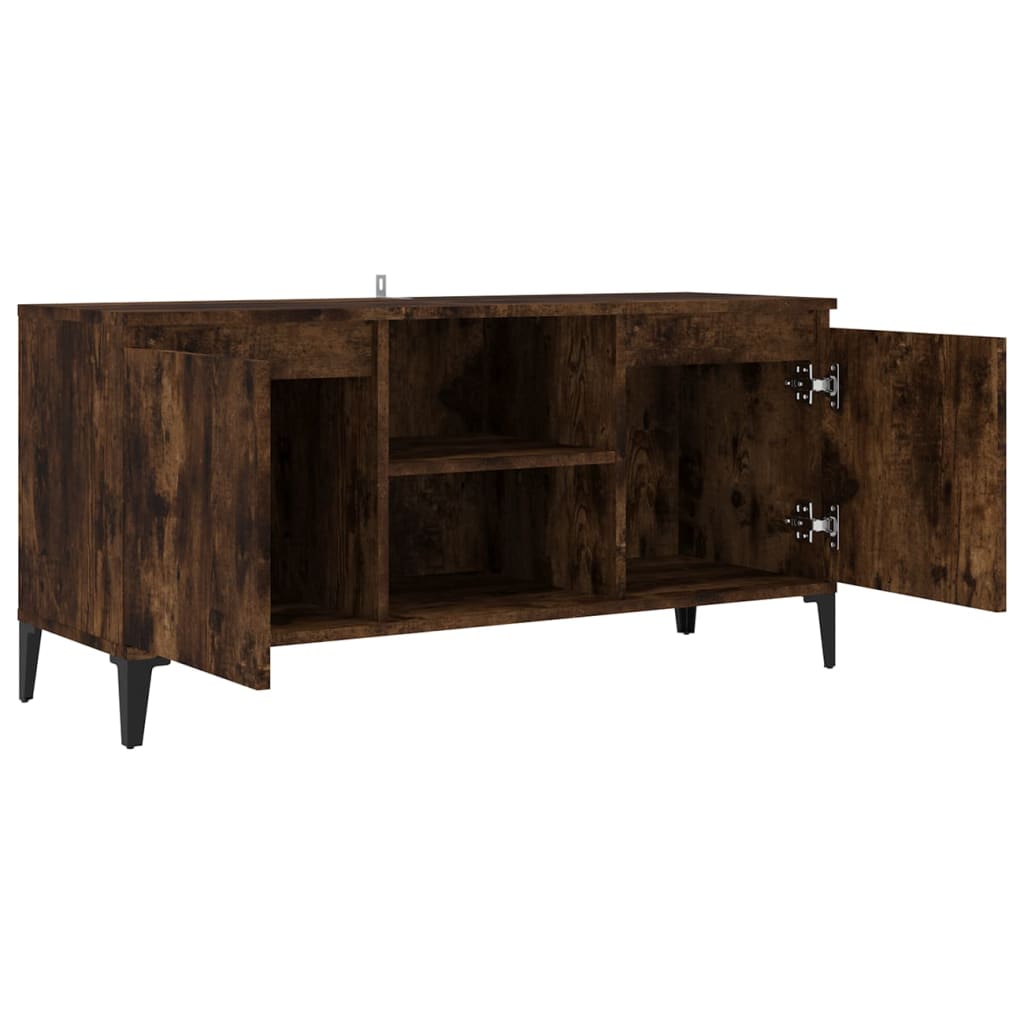 vidaXL Szafka pod TV, metalowe nóżki, przydymiony dąb, 103,5x35x50 cm
