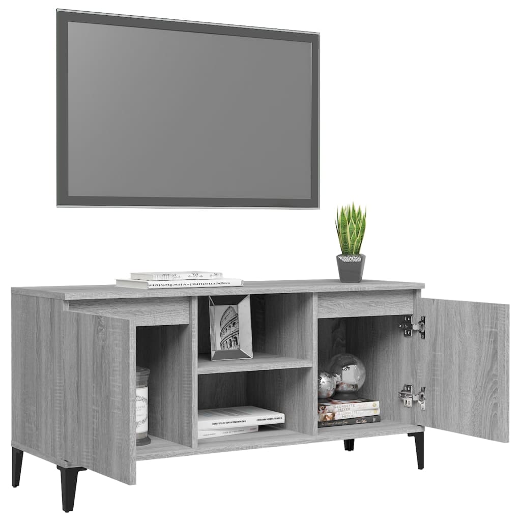 vidaXL Szafka TV, metalowe nóżki, szary dąb sonoma, 103,5x35x50 cm