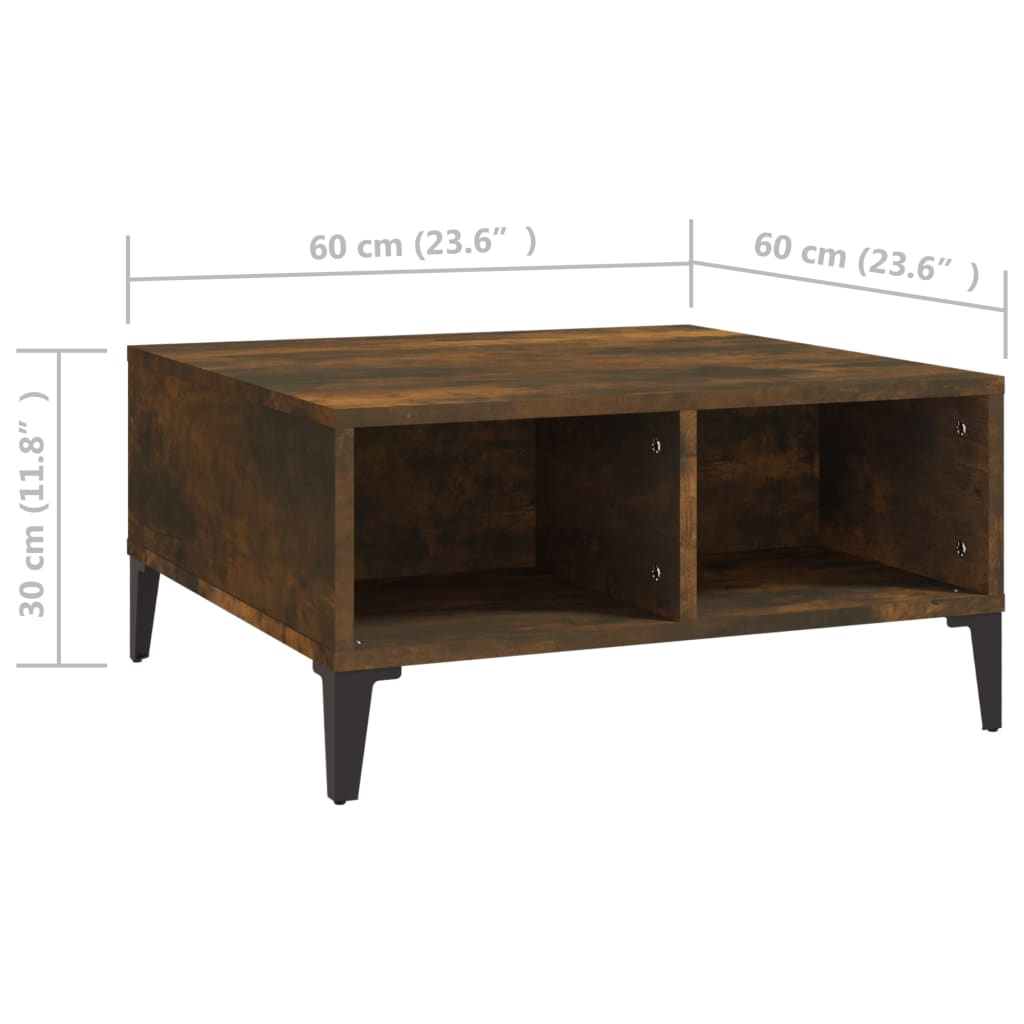 vidaXL Stolik kawowy, opalany dąb 60x60x30 cm, materiał drewnopochodny