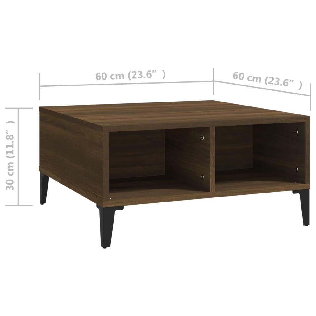 vidaXL Stolik kawowy, brązowy dąb 60x60x30 cm, materiał drewnopochodny