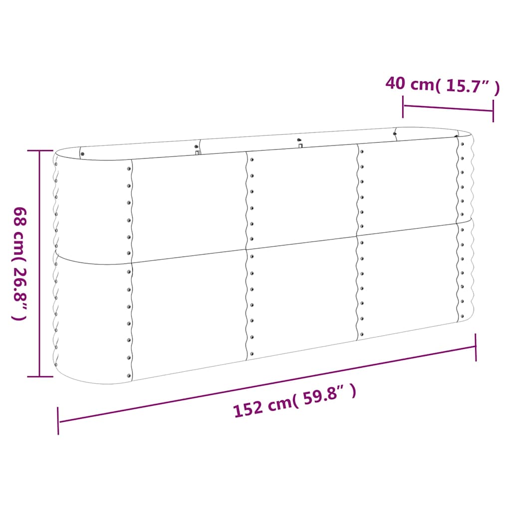 vidaXL Podwyższona donica, stal ocynkowana 152x40x68 cm