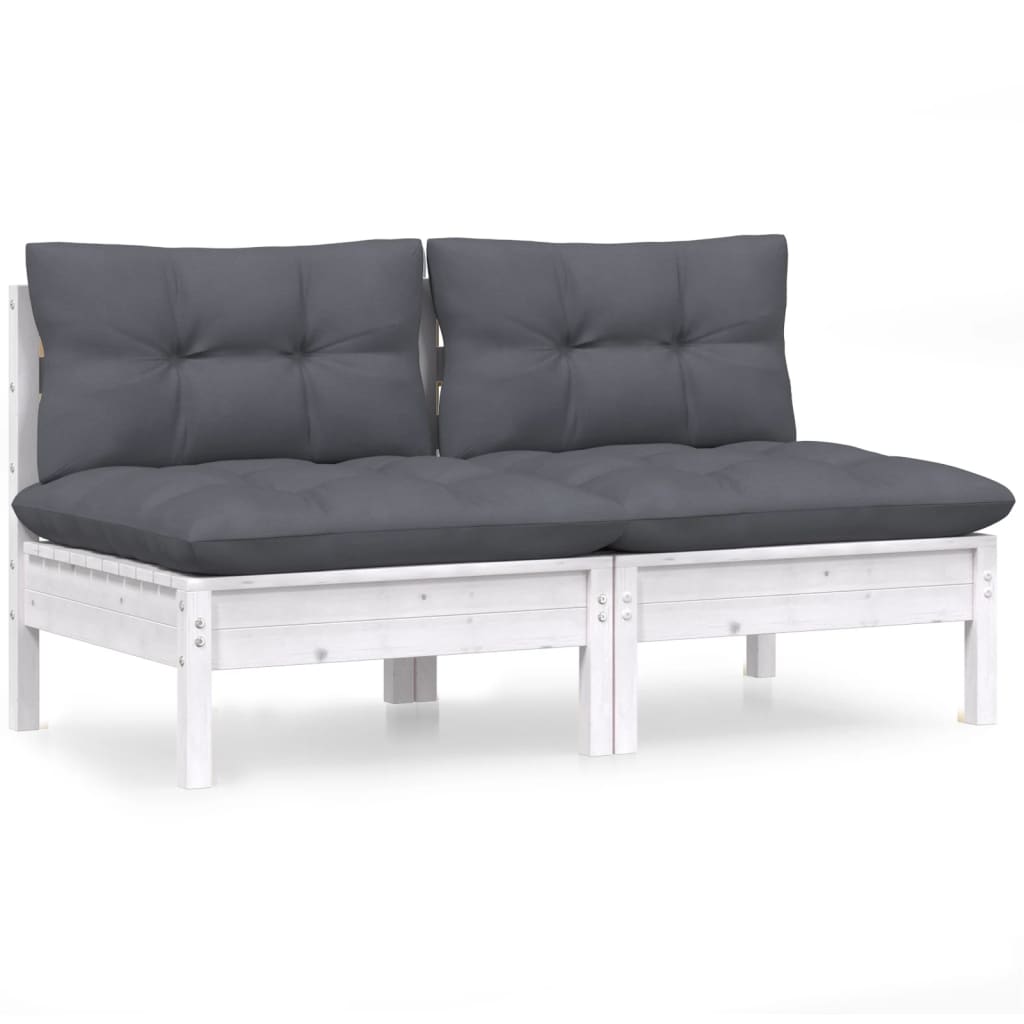 vidaXL 2-osobowa sofa ogrodowa z antracytowymi poduszkami, sosnowa
