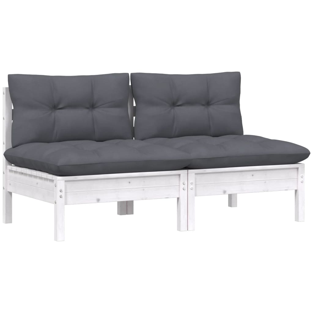 vidaXL 2-osobowa sofa ogrodowa z antracytowymi poduszkami, sosnowa