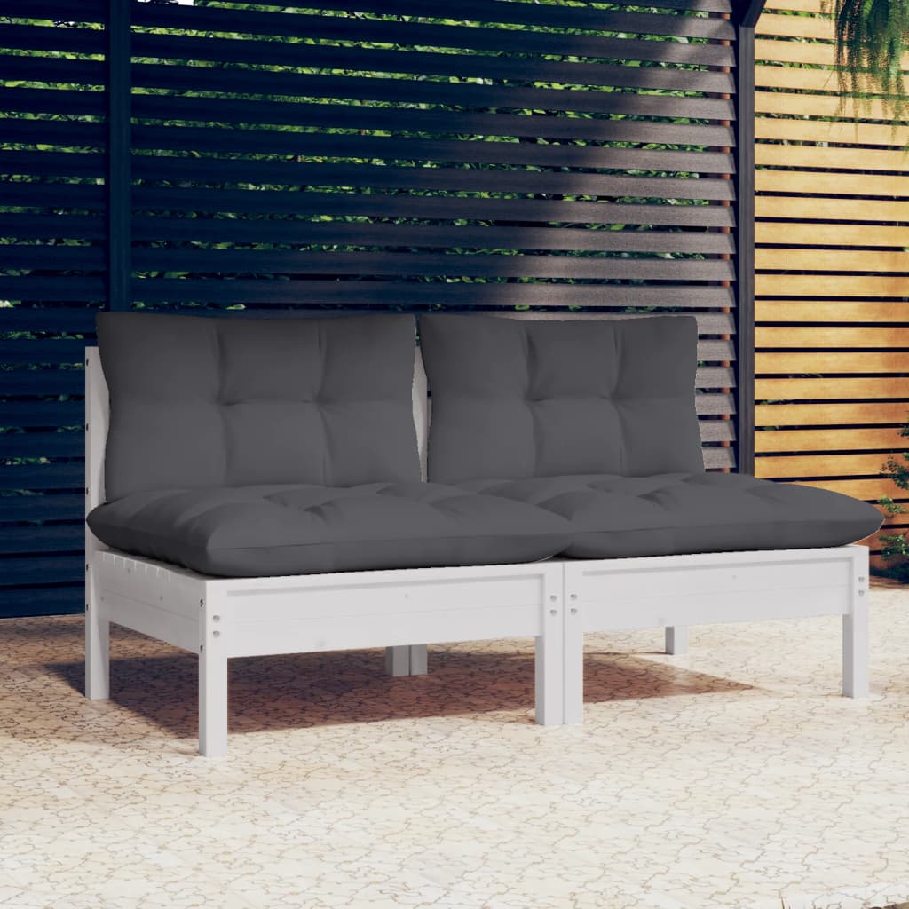 vidaXL 2-osobowa sofa ogrodowa z antracytowymi poduszkami, sosnowa