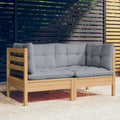 vidaXL 2-osobowa sofa ogrodowa z szarymi poduszkami, drewno sosnowe