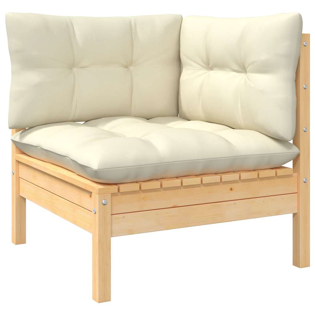 vidaXL 2-osobowa sofa ogrodowa z kremowymi poduszkami, drewno sosnowe