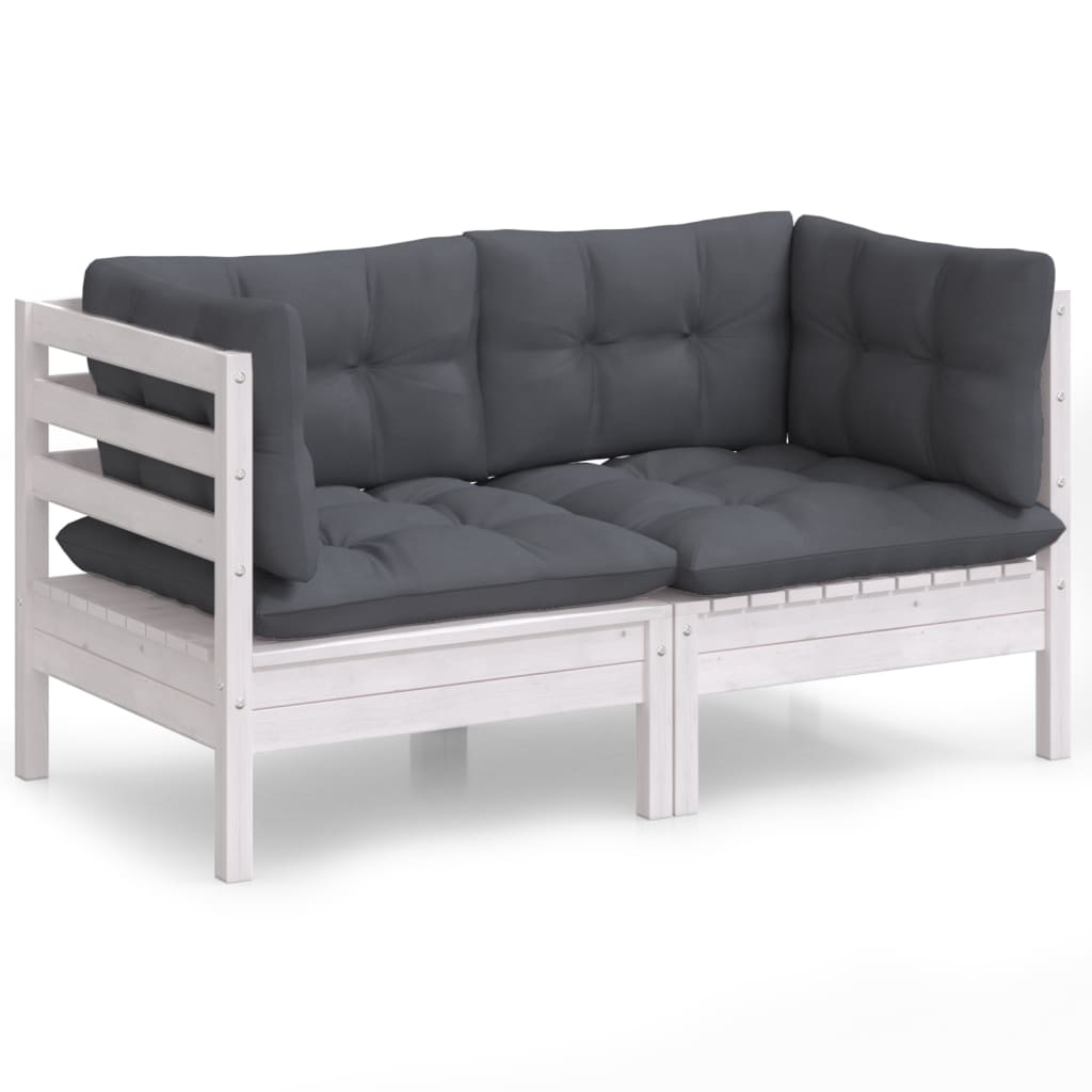 vidaXL 2-osobowa sofa ogrodowa z antracytowymi poduszkami, sosnowa