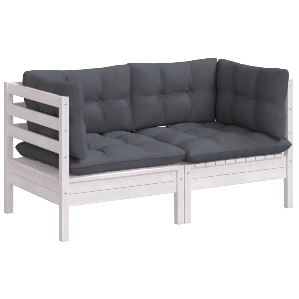 vidaXL 2-osobowa sofa ogrodowa z antracytowymi poduszkami, sosnowa