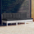 vidaXL 3-osobowa sofa ogrodowa z antracytowymi poduszkami, sosnowa