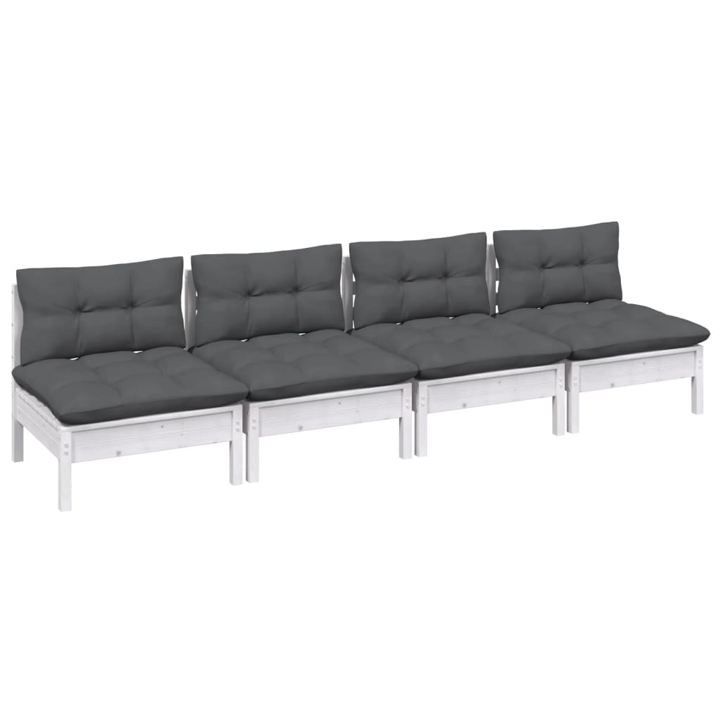 vidaXL 4-osobowa sofa ogrodowa z antracytowymi poduszkami, sosnowa