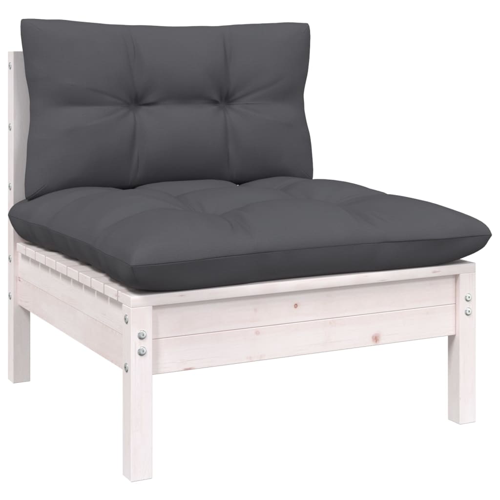 vidaXL 8-cz. zestaw wypoczynkowy do ogrodu, z poduszkami, biały