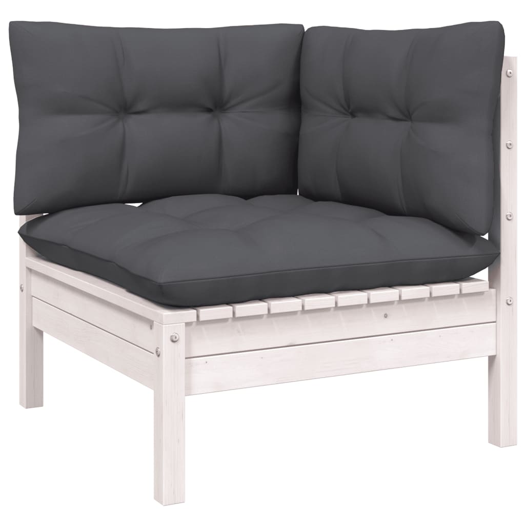 vidaXL 9-cz. zestaw wypoczynkowy do ogrodu, poduszki, biały, sosnowy