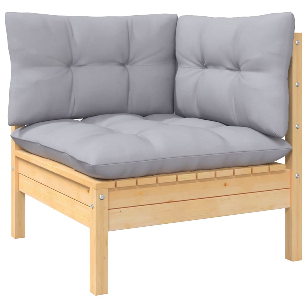 vidaXL 12-cz. zestaw wypoczynkowy do ogrodu, szare poduszki, sosna