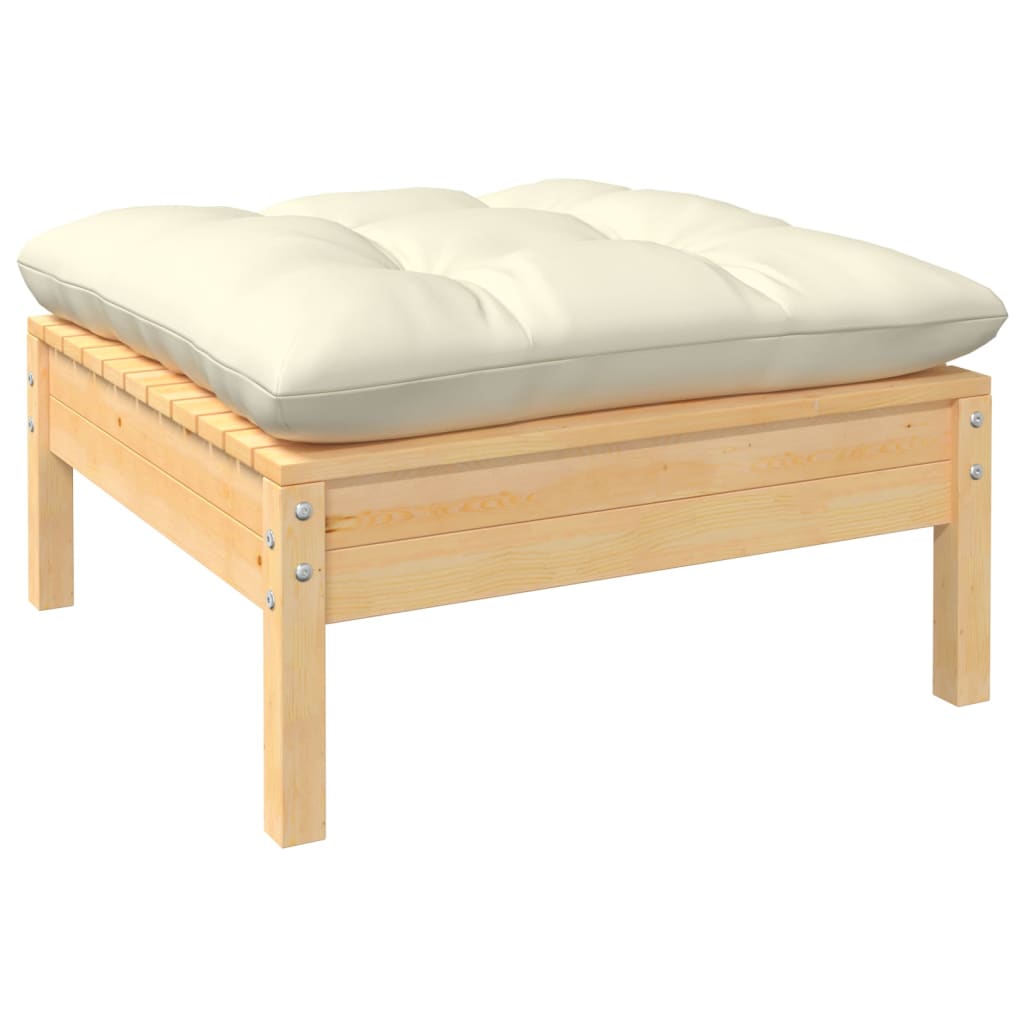 vidaXL 13-cz. zestaw wypoczynkowy do ogrodu, kremowe poduszki, sosnowy