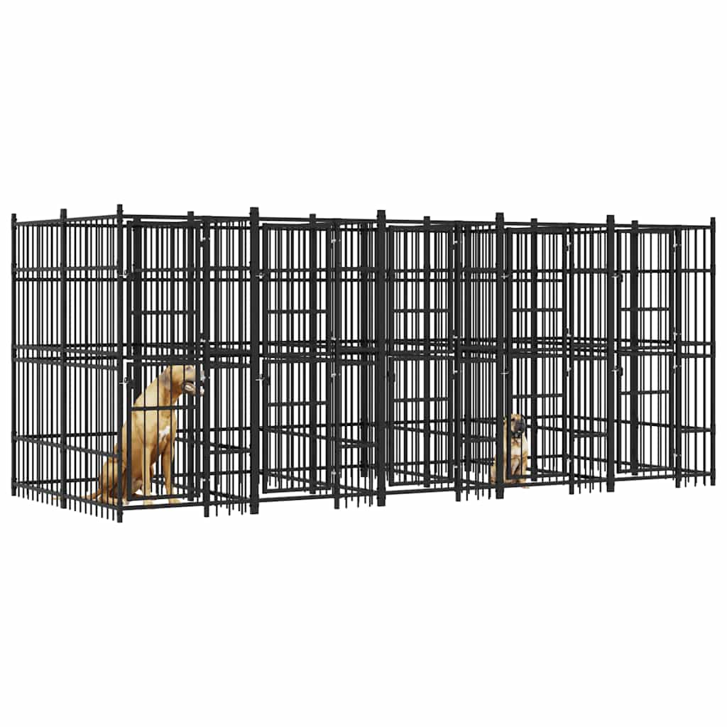 vidaXL Kojec zewnętrzny dla psa, stalowy, 9,22 m²