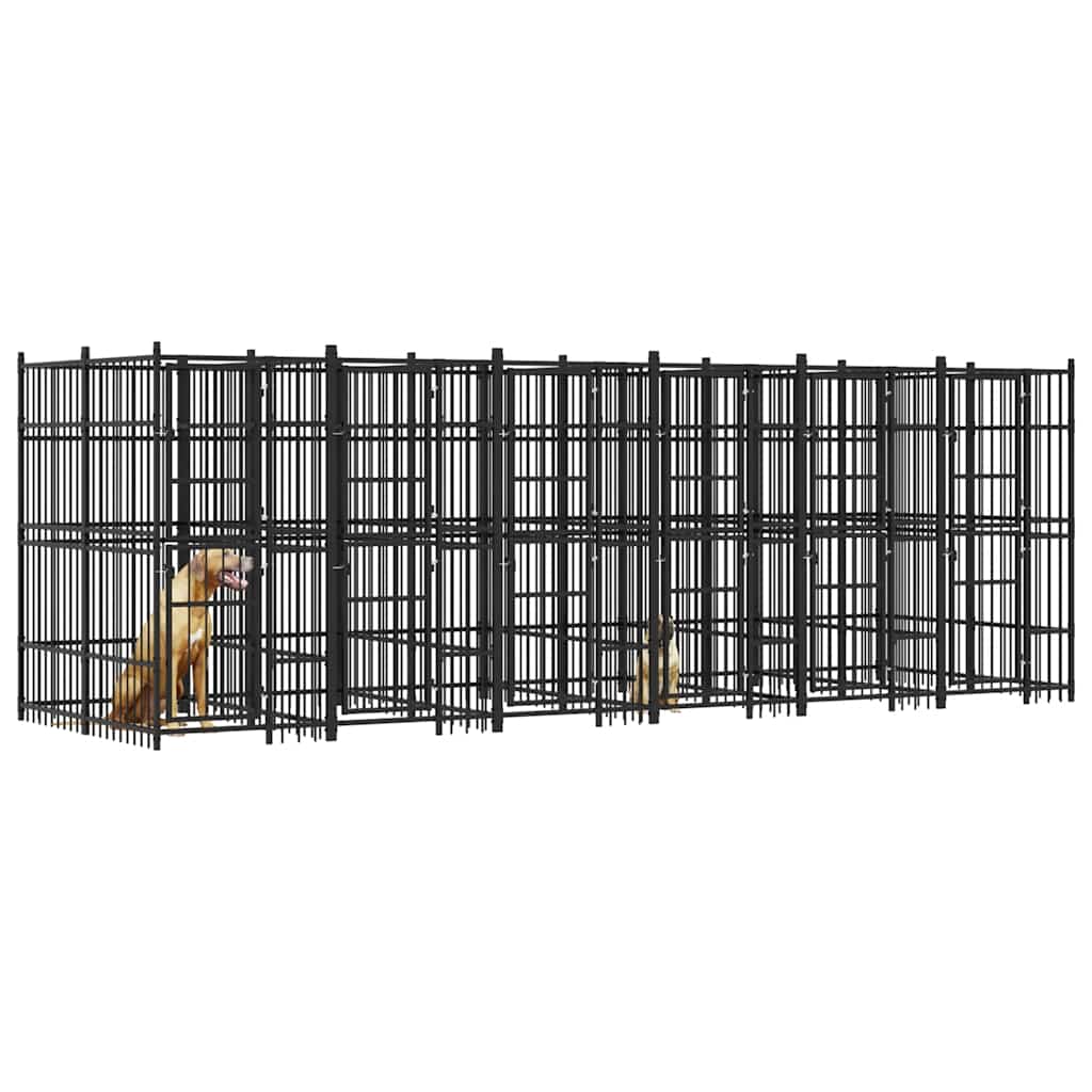 vidaXL Kojec zewnętrzny dla psa, stalowy, 11,06 m²
