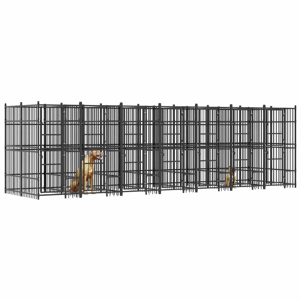 vidaXL Kojec zewnętrzny dla psa, stalowy, 12,9 m²