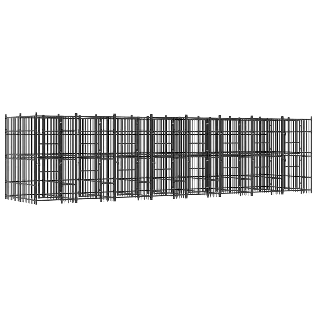 vidaXL Kojec zewnętrzny dla psa, stalowy, 14,75 m²