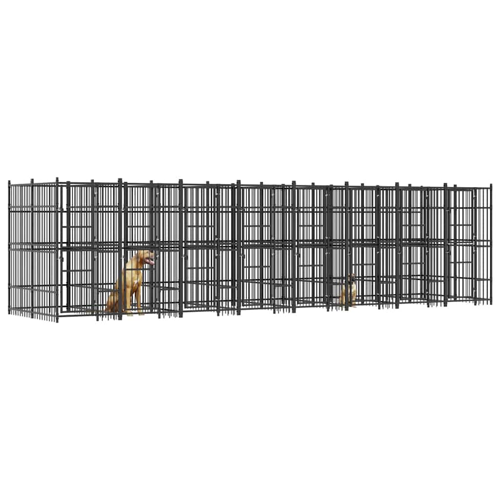 vidaXL Kojec zewnętrzny dla psa, stalowy, 14,75 m²