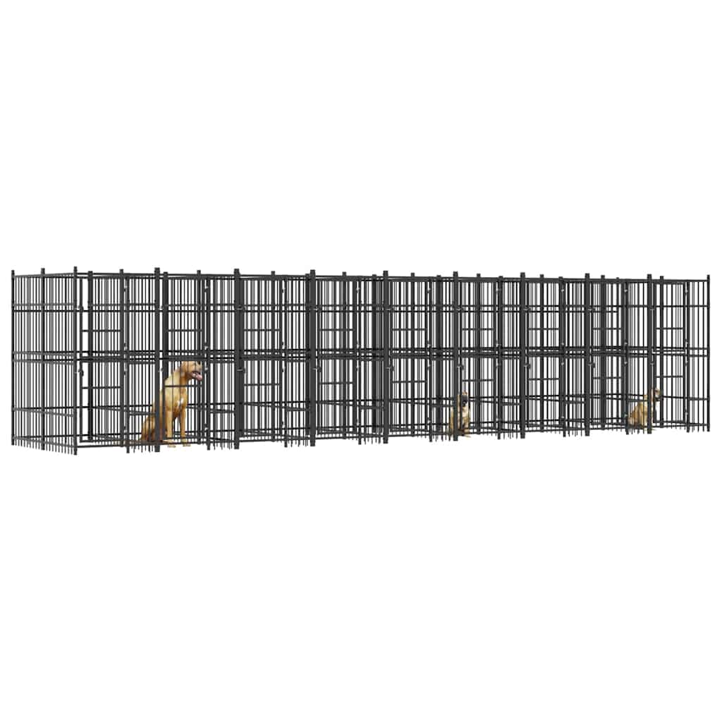 vidaXL Kojec zewnętrzny dla psa, stalowy, 16,59 m²